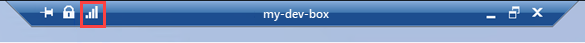 Screenshot that shows the Remote Desktop connection bar.