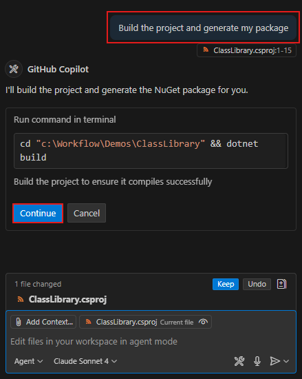 A screenshot showing prompt asking for confirmation to build the project.