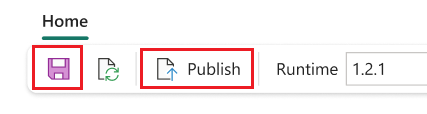 Screenshot that shows where to select Save and Publish.