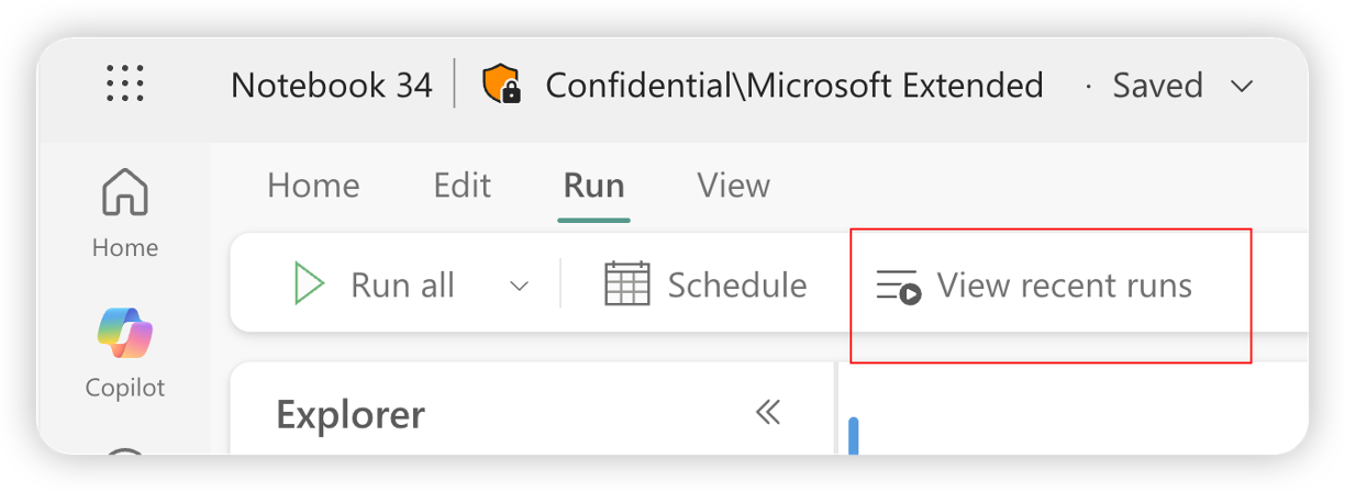 Screenshot showing the recent run view.