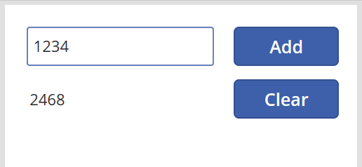 Screenshot of the text-input control with a value, and the label with the running total.